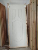 Porte chambre hdf / mdf avec cadre bois rouge
